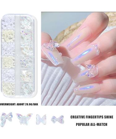 3D Nail Charms 2 Boxes Multi-Shape Aurora Bow Butterfly Nail Art Charms Nail Pearls Rhinestones Nail Gems for Nail Art Decoration DIY Crafts (B) - Buy Online on SooperMarket.com