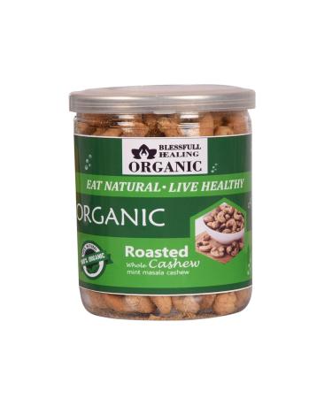 Blessfull Healing Organic Natural Vegan Mint Masala Roasted Whole Cashew Nuts Crunchy Kaju 250 Gram