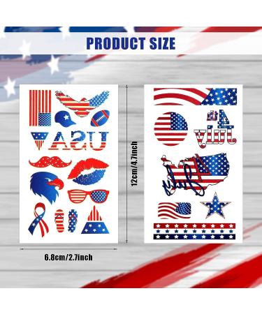 60 Sheets 4th of July Glow in the Dark Patriotic Temporary Tattoos with American Flag Design - Buy Online on SooperMarket.com