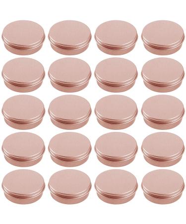 0.5 Ounce Aluminum Tin Jar Refillable Containers 15 ml Aluminum Screw Lid Round Tin Container Bottle for Cosmetic, Lip Balm, Cream, 20 Pcs Rose Gold 0.5-Ounce