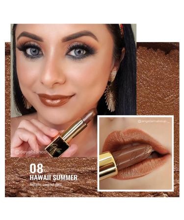 Oulac Metallic Gloss Lipstick - Brown Glitter Long-Lasting 3D Shine Vegan & Cruelty-Free Hawaii Summer Coconut Gold (4.3g) - Buy Online on SooperMarket.com