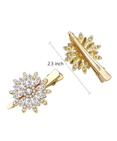 Large Sparkle Rhinestone Flower Hair Clip - Non-Slip Gold Hairpin for Women and Girls - Buy Online on SooperMarket.com