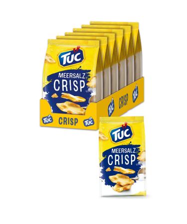 TUC Crisp Salted 6 x 100g I Salted biscuits large pack I Finely salted crackers I Extra thin and crispy sea salt 100 g (pack of 6)