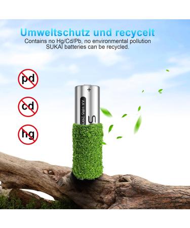 SUKAI AA Rechargeable Batteries 2800mAh High Capacity 1.2V Ni-MH Low Self Discharge Pre-Charged Reusable Batteries 24 Packs - Buy Online on SooperMarket.com