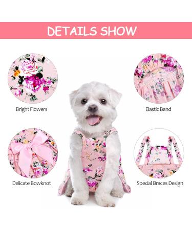 Pedgot 6 Pack Dog Bowknot Floral Dress - Skin-Friendly Pet Princess Sundress for Summer - Medium - Buy Online on SooperMarket.com