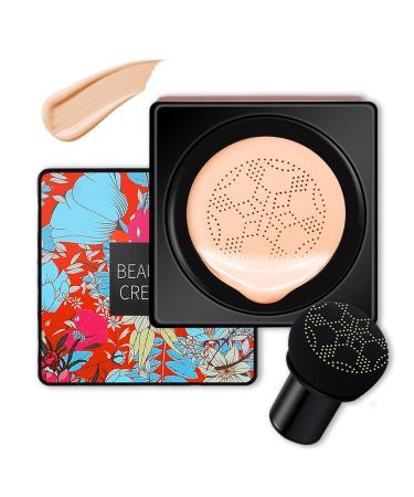 Mushroom Head Air Cushion CC Cream BB Cream Moisturizing Concealer Full Coverage Oil Control Long-Lasting Waterproof BB Cream Liquid Foundation Lightweight Flawless Brightening Makeup (Natural) 20 g (Pack of 1) Natural