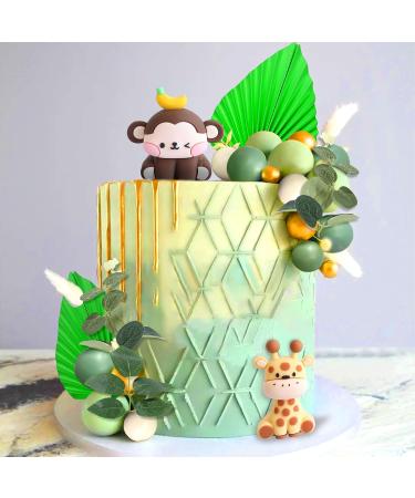 Jevenis Sage Green Jungle Birthday Decor - Tortendeko Animals for Baby Showers & Parties - Buy Online on SooperMarket.com