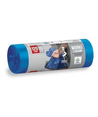 Anna Federal Garbage Bags WITH EARS 120L 10pcs blue 10 pieces (1 pack) 10 pieces - 120 L - Super strong 32 m