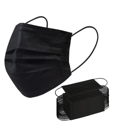 Disposable Face Mask, 100 PCS Black Masks, 3 Ply Protection Face Masks Adults 100 Pcs