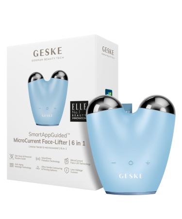 Geske |SmartAppGuided Microcurrent Face-Lifter |6 in 1 |Facial Lifting |Face & Jawline Trainer |Face lift |Anti -aging device |Microstrom against wrinkles |Double chin remover aquamarine
