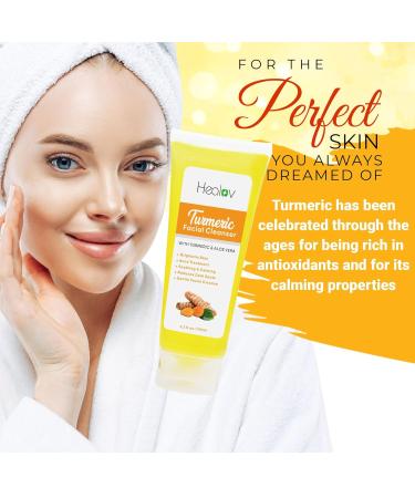 Turmeric Face Wash | 100% Natural Anti-Aging Facial Cleanser for Clear Skin Spots & Sun Damage Exfoliating Turmeric Soap Detox Treatment - Buy Online on SooperMarket.com