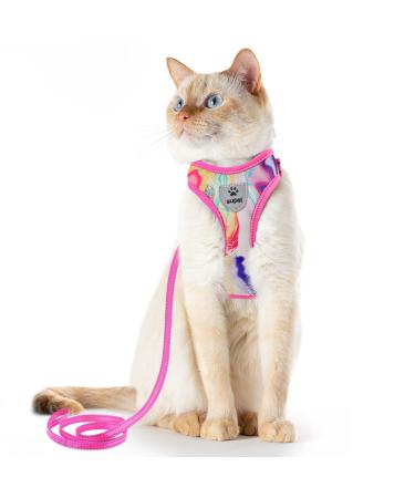 Supet Cat Harness and Lead Set Escape Proof Kitten Harness Adjustable Cat Vest Harness with Reflective Strips Universal Cat Lead and Harness for Cats/Puppies Pink S Small (Chest: 24 - 40 cm) Pink