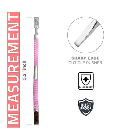 Krisp Beauty Dual Sided Cuticle Pusher - Surgical Grade Stainless Steel Manicure Pedicure Tool Set for Nail Care - Pink - Buy Online on SooperMarket.com