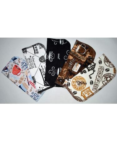 1 Ply Printed Flannel 8x8 Inches Little Wipes Set of 5 Coffee Break