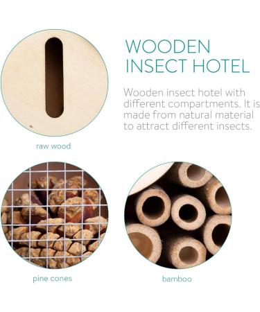 Navaris Wooden Insect Hotel - Natural Wood Garden Shelter for Bees, Butterflies, Ladybirds - 15 x 8 x 20 cm - Buy Online on SooperMarket.com