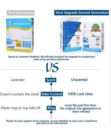 Diaper Pail Refill Bags - 34 Bags, 1088 Counts - Compatible with Arm&Hammer Disposal System - Locks in Odor - Seal and Toss Design - Buy Online on SooperMarket.com
