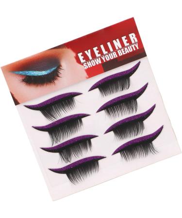 Eyelash Stickers Set 4 Pairs Reusable Waterproof Self Adhesive Glitter Easy to Use Makeup Bold Colors Black Wide Application (Purple) - Buy Online on SooperMarket.com