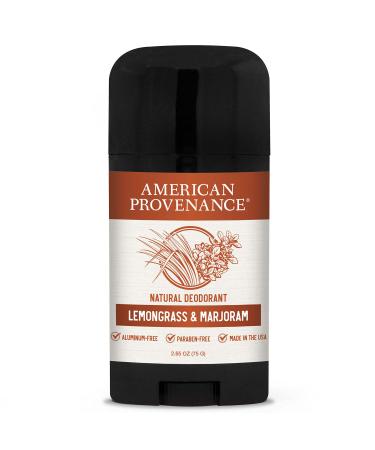 American Provenance All Natural Deodorant for Men - Aluminum Free Deodorant for Men that Lasts All Day - Made in the USA with Essential Oils & Cruelty Free - Lemongrass & Marjoram (1 Pack) Lemongrass, Bergamot & Marjoram