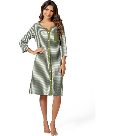 Marvmys Maternity Nightdress for Hospital Breastfeeding - 3/4 Sleeves Nursing Nightgown, XL, A-Green - Buy Online on SooperMarket.com