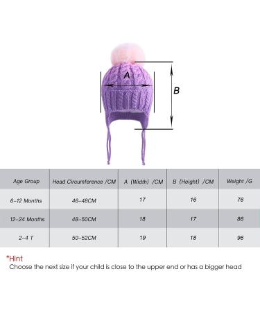 LANGZHEN Toddler Winter Hat Earflap Knit Cap for Baby Boys Girls 2-4 Years - Purple - Buy Online on SooperMarket.com