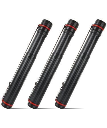 3 Pack Extendable Poster Tubes Telescoping Art Transport Tube Water-Resistant Storage Tube for Documents Blueprints Artwork - Hard Plastic Black 18 Inches to 27.5 inches with 2.75 Inch Opening