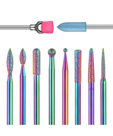 Ejiubas Nail Drill Bits 10Pcs 3/32"(2.35mm) Diamond Drill Bit Set for Nails Professional Cuticle Drill Bit Efile Nail Bit for Acrylic Gel Nails, Manicure Pedicure Shapen Remove Tools, Home Salon Use