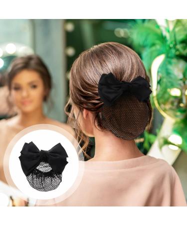KALLORY French Barrette Hair Bun Net Mesh Cover Bowknot Hair Clip for Women (Black) - 11.5*7cm - Buy Online on SooperMarket.com