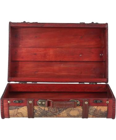 Vintage Composite Wood Portable Suitcase with Map Pattern - Stylish Storage Chest for International Shipping - Buy Online on SooperMarket.com
