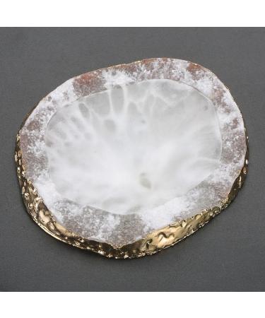Polish Mix Palette Resin Nail Art Palette Paint Drawing Color Dish Golden Edge Resin Stone Paint Drawing Color Dish Manicure Nail DIY Tool(White) - Buy Online on SooperMarket.com