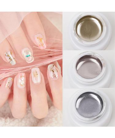 Metallic Painting Gel - 3PC Mirror Metallic Nail Polish - 3D Metal Painting Gel Reflective High Shine Nail Polish - Super Glossy Soak off UV/LED Nail Gel (Silver Gold Rose Gold) - Buy Online on SooperMarket.com
