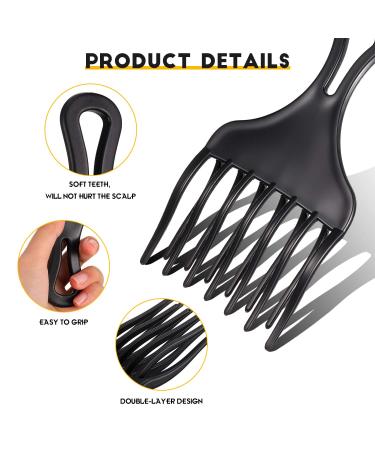 2pc Afro Comb Set - Large & Small Plastic Hair Pick for Detangling, Braid, and Styling - for Women & Men - Buy Online on SooperMarket.com