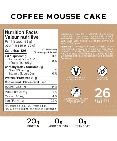 Revolution Nutrition Vegan Smart Vegan Protein Powder Dairy Free Plant Based Sugar Free Soy Free BCAAs Keto Friendly For Men & Women 20g Of Protein Per Scoop 908g 26 Servings (Coffee Mousse Cake 2 Pound) Coffee Mousse Cake 26 Servings (Pack of 1) - Buy Online on SooperMarket.com