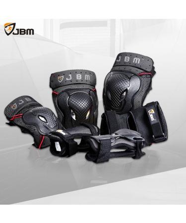 JBM Adult BMX Bike Knee Pads Elbow Pads Wrist Guards Set - Black | Protective Gear for Biking, Riding, Cycling, Multi Sports, Scooter, Skateboard - Buy Online on SooperMarket.com