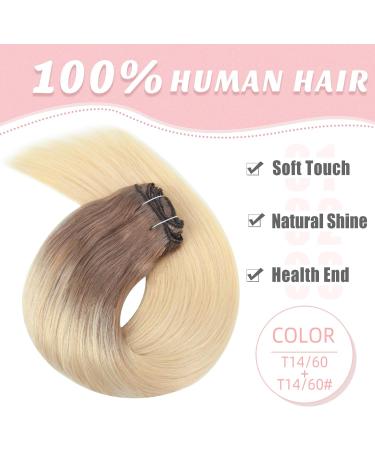 24 Seamless Human Hair Clip in Extensions - Natural Thick Straight Weft - 7 Pieces - T14/60+T14/60# - 100g - Women's Hair Extensions - Buy Online on SooperMarket.com