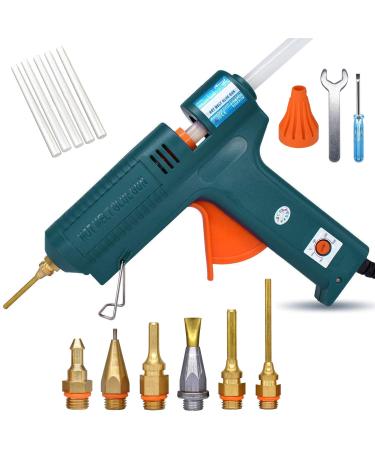 Full Size Hot Glue Gun  150 Watts with 6 Copper Nozzles Temperature Adjustable Craft Repair Tool Professional Melting Glue Gun DIY Thermo Tool Include 5Pcs Highly Viscous Glue Sticks Luxury Set Set2(glue Gun + 6 Nozzles)