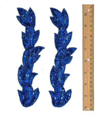 2-pcs Sapphire Sequin & Beaded Leaf Patch Applique Set - FF-FF511 - Buy Online on SooperMarket.com