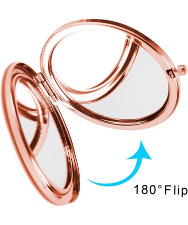 Dynippy Round Rose Gold Compact Mirror - Double-Sided Magnification for Woman, Mother, Kids - Portable Hand Mirror - Great Gift (Eiffel Tower) - Buy Online on SooperMarket.com