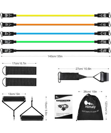 Himaly Resistance Bands Set 5 Heavy-Duty Tapes (100lbs/150lbs) with Handles & Ankle Straps for Strength Training Yoga and Pilates - Optimal for Resistance Training - Buy Online on SooperMarket.com