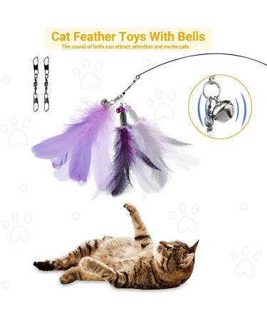 Jetczo Cat Wand Toy - Feather Replacements with Bells for Interactive Exercise - 6 Piece Set - Buy Online on SooperMarket.com