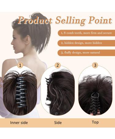 PORSMEER Claw Clip Ponytail Hair Extension - Short Black 10 inch Tousled Updo Bun for Women - Buy Online on SooperMarket.com