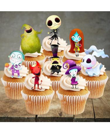 Nightmare Christmas Cupcake Toppers PRECUT Optional - Halloween Theme Edible Cake Decorations Nightmare Birthday Decorations Nightmare Cake Topper NMBC Cupcake Toppers (PRECUT Pack of 12) - Buy Online on SooperMarket.com