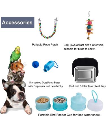 Portable Bird Carrier Travel Cage - Lightweight Breathable Bag with Feeder Cups and Toys for Parrots, Guinea Pigs, Rats - Black - Buy Online on SooperMarket.com