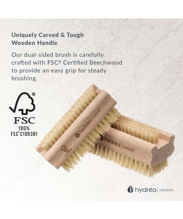 Hydrea Extra Robust Wooden Nail Brush Set - Firm Cactus Bristles | 2 Pieces | International Shipping Available - Buy Online on SooperMarket.com