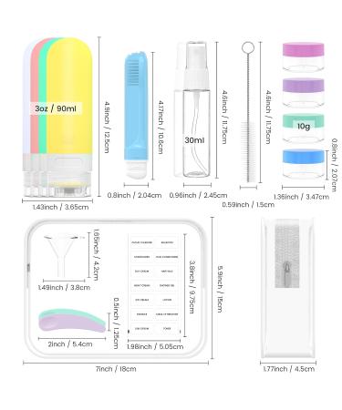 90ml Silicone Travel Bottles Set - Leak-Proof TSA Approved - 17 Portable Containers for Shampoo & Lotion - BPA Free - Ideal for International Travel - Buy Online on SooperMarket.com