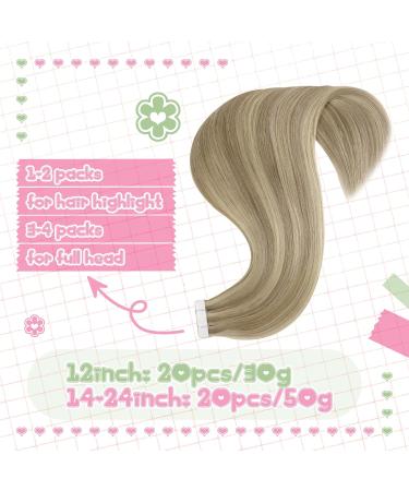 Youngsee Real Hair Tape Extensions - Short Brown & Blond 30 cm 20PCs Remy Seamless - Buy Online on SooperMarket.com