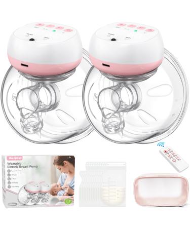 Jheppbay Double Electric Breast Pump - Wearable Painless Breast Pump Electrical Handsfree 12 Levels 3 Modes with Remote Control Leak-Proof BPA Free