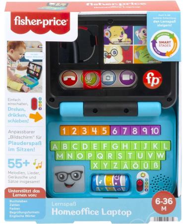 Fisher-Price Learning Fun HomeOffice Laptop | Electronic Educational Toy for 6+ Months | Smart-Stage Learning ABCs 55+ Songs First German Words - Buy Online on SooperMarket.com