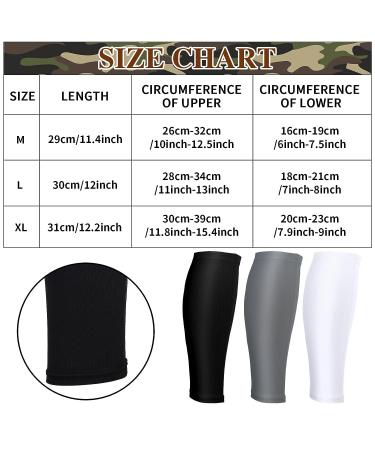 3 Pairs Medium Calf Compression Sleeves for Men and Women - Black White Gray Running Leg Sleeves - Footless Compression Socks for Athletes - Ideal for Football, Cycling - Size Medium - Buy Online on SooperMarket.com