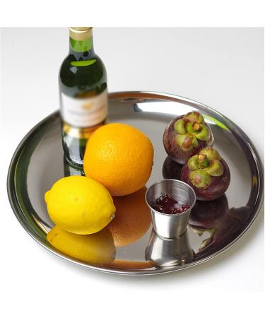 Serving Plates Stainless Steel Plate Round Restaurant Cafe Kitchen Flat Plate Metal Circular Dinner Plate Vintage Frosted Mirror Dessert Plate for Appetizer Dinner and Desserts (Size : L) Large - Buy Online on SooperMarket.com