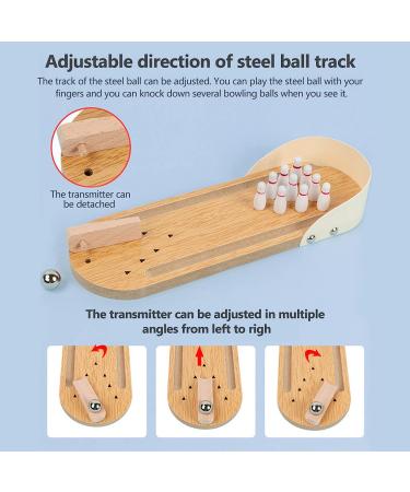 Mini Bowling Game Set - Tabletop Wooden Bowling Toy with 10 Pins and Metal Ball - Fun Home Bowling Alley for Adults & Kids - Buy Online on SooperMarket.com
